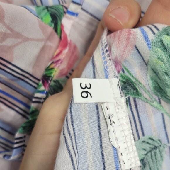 Milano Multicolor Striped & Floral Long Sleeve Button-Down Shirt Lightweight 36 - Picture 8 of 12